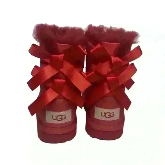 New UGG Toddler size 6 Samba Red Bailey Bow II boots - Picture 2 of 9